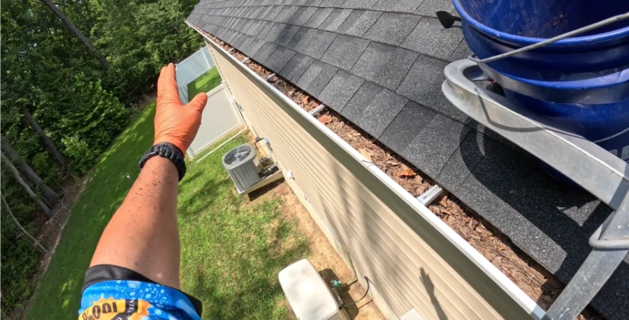 Fall debris removal from gutters in Greenville, SC